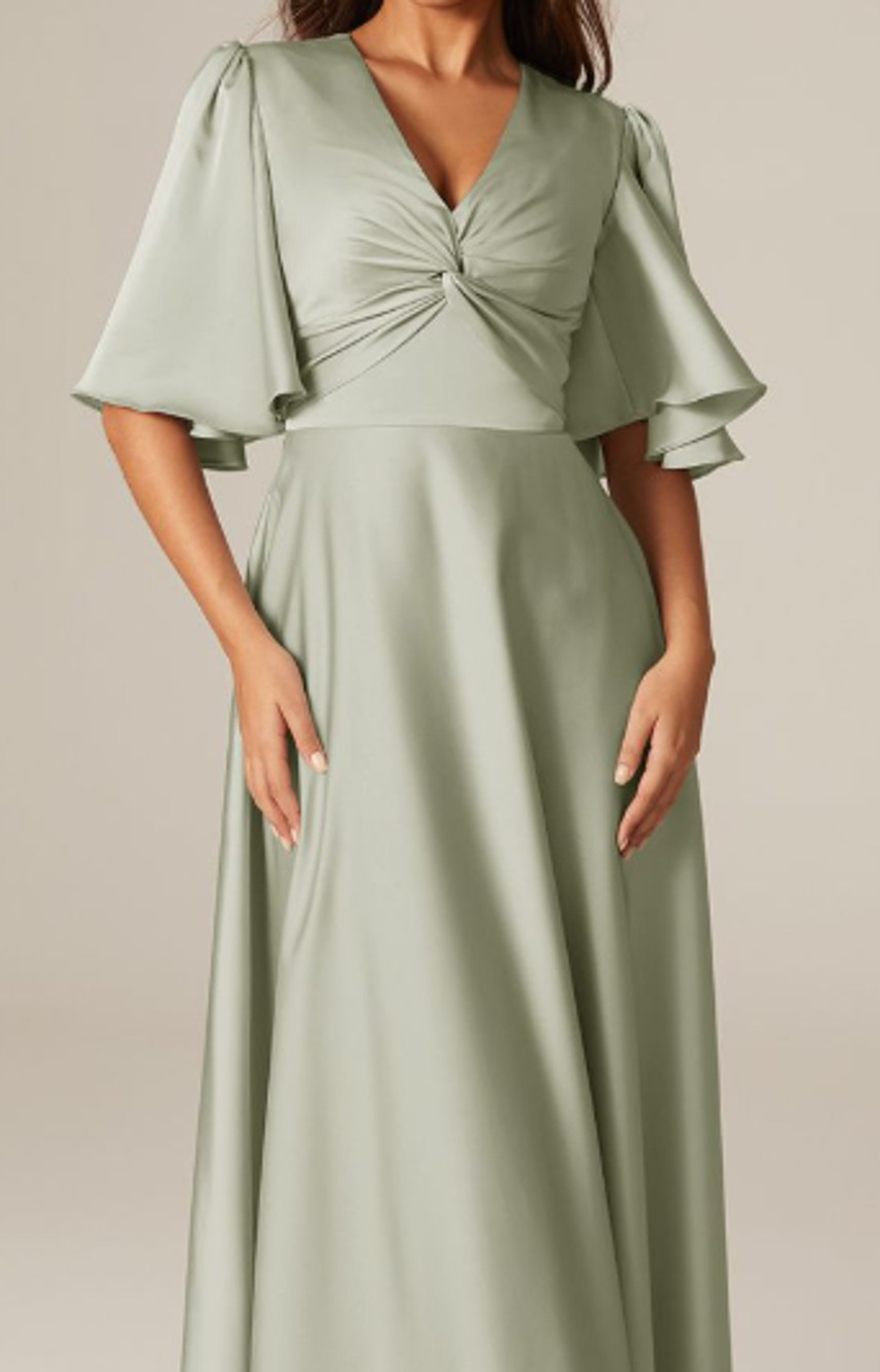 AW BRIDAL SZ 4 S sage green Elinore wedding cocktail party maxi dress NEW 0B5
